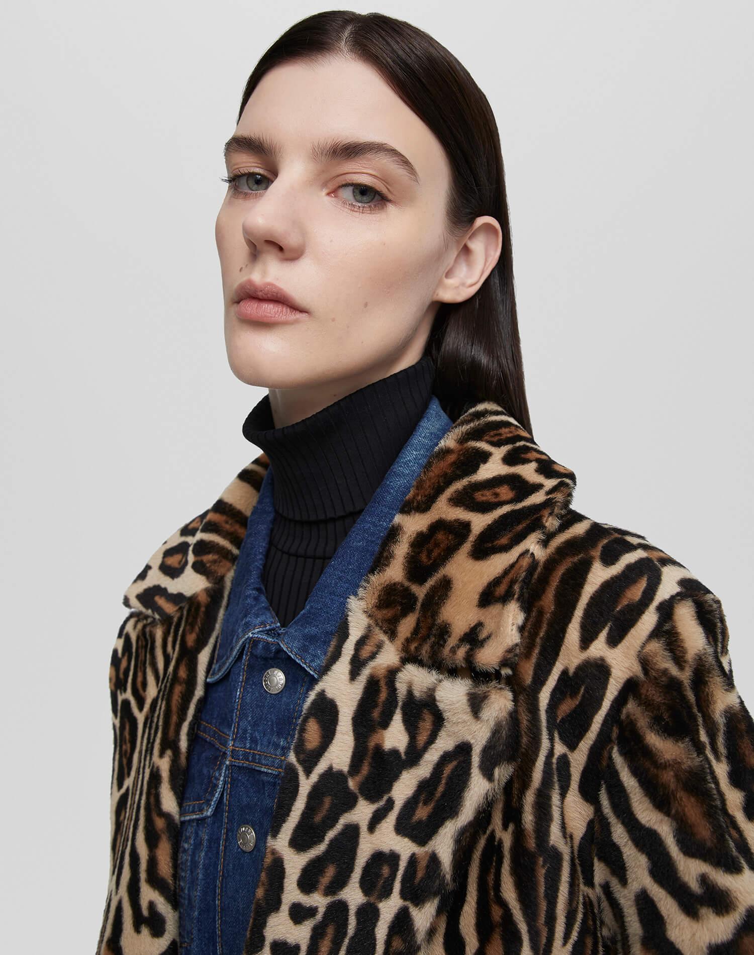 Leopard Shearling Peacoat - Leopard Print Female Product Image