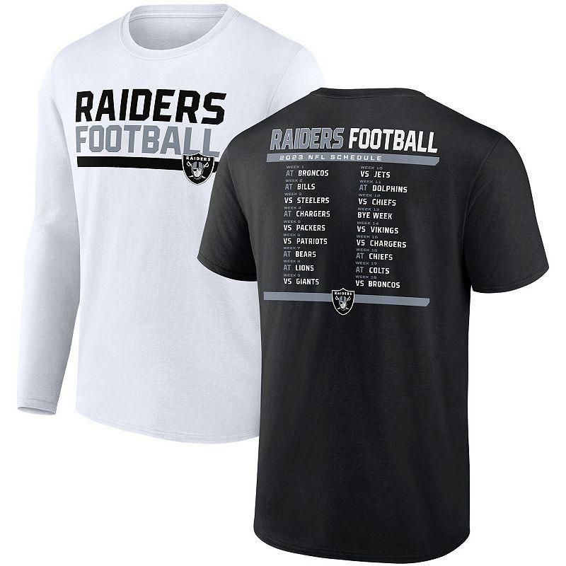 Mens Fanatics Branded Black/White Las Vegas Raiders Two-Pack 2023 Schedule T-Shirt Combo Set Product Image