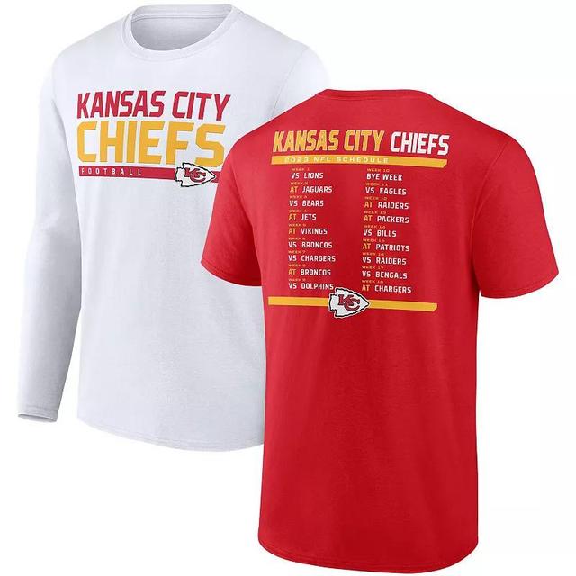 Mens Fanatics Branded Red/White Kansas City Chiefs Two-Pack 2023 Schedule T-Shirt Combo Set Product Image