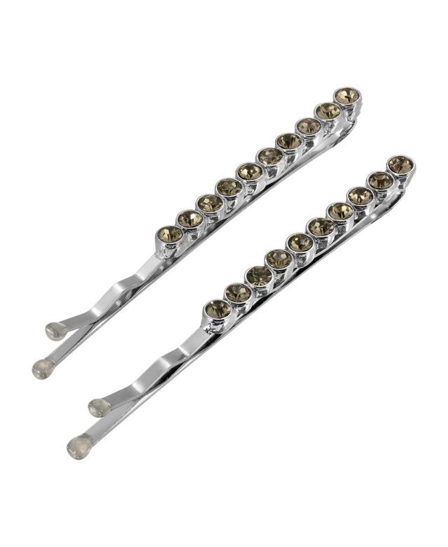 Womens Silver-Tone Crystal Bobby Pins Set, 2 Piece Product Image