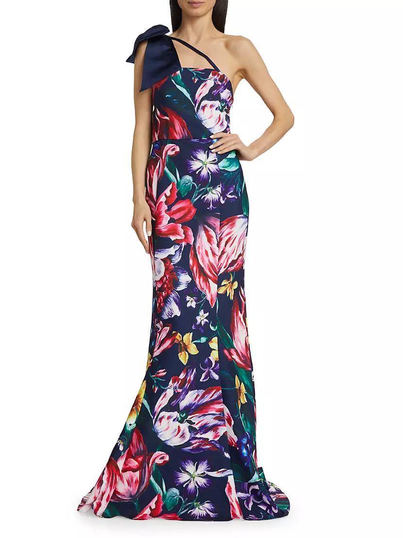 Asymmetric Floral Mikado Satin Gown Product Image