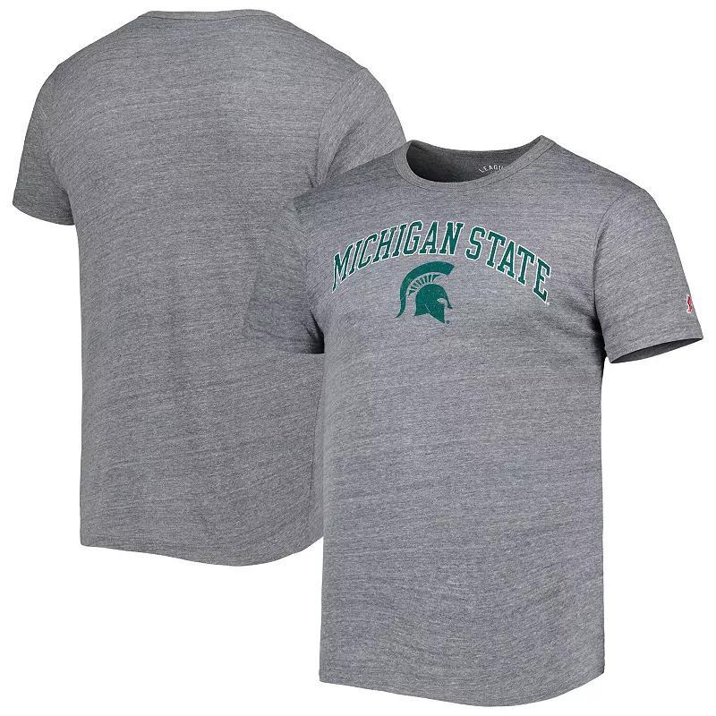 Mens League Collegiate Wear Heather Gray Michigan State Spartans 1965 Arch Victory Falls Tri-Blend T-Shirt Product Image