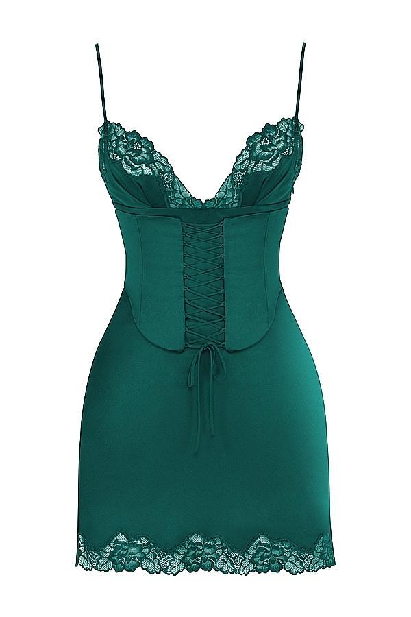 Soraya Forest Satin Slip Dress Product Image