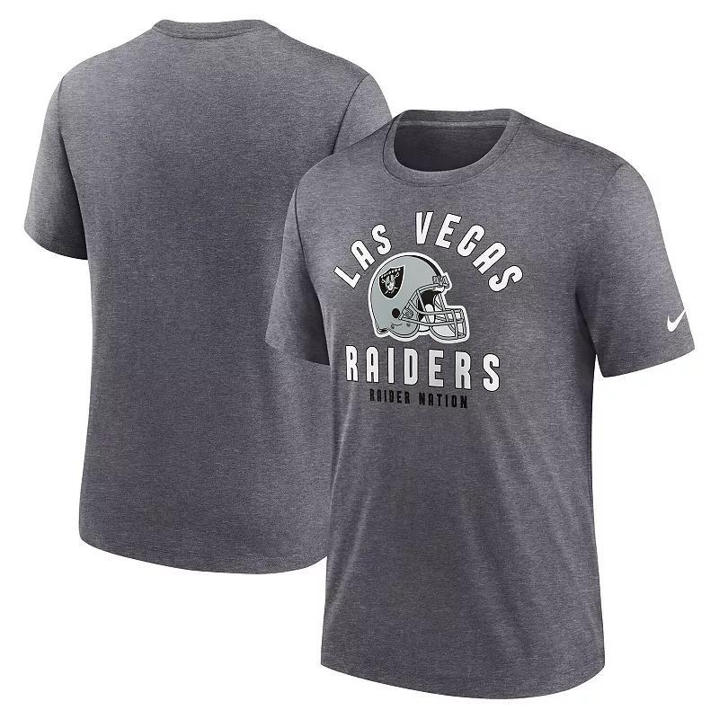 Mens Nike Heather Charcoal Las Vegas Raiders Helmet Tri-Blend T-Shirt Product Image