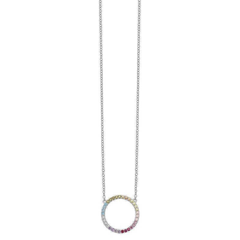 Sophie Miller Sterling Silver Colorful Cubic Zirconia Open Circle Necklace, Womens Multicolor Product Image