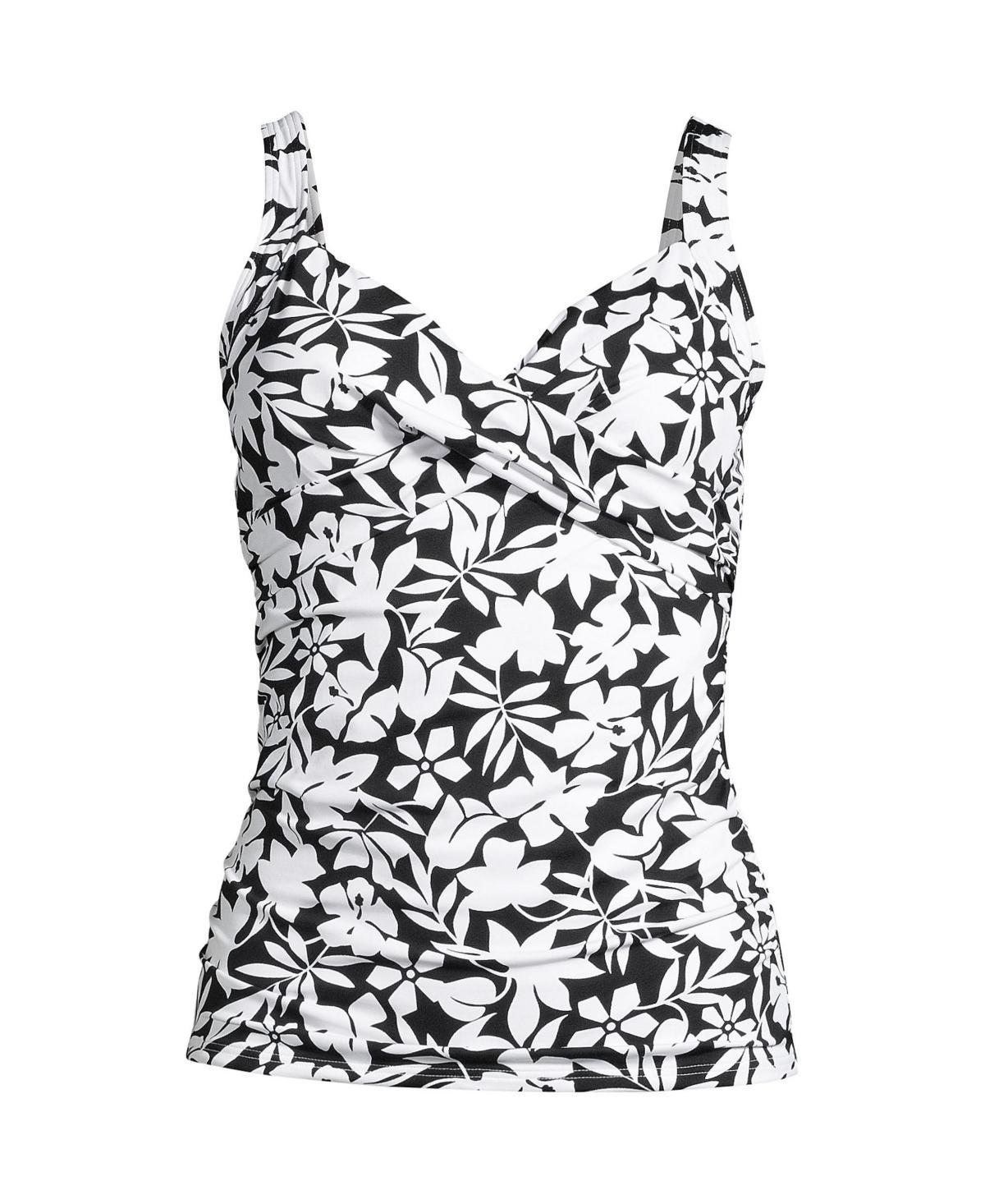 Lands End Womens D-Cup V-Neck Wrap Underwire Tankini Swimsuit Top Product Image