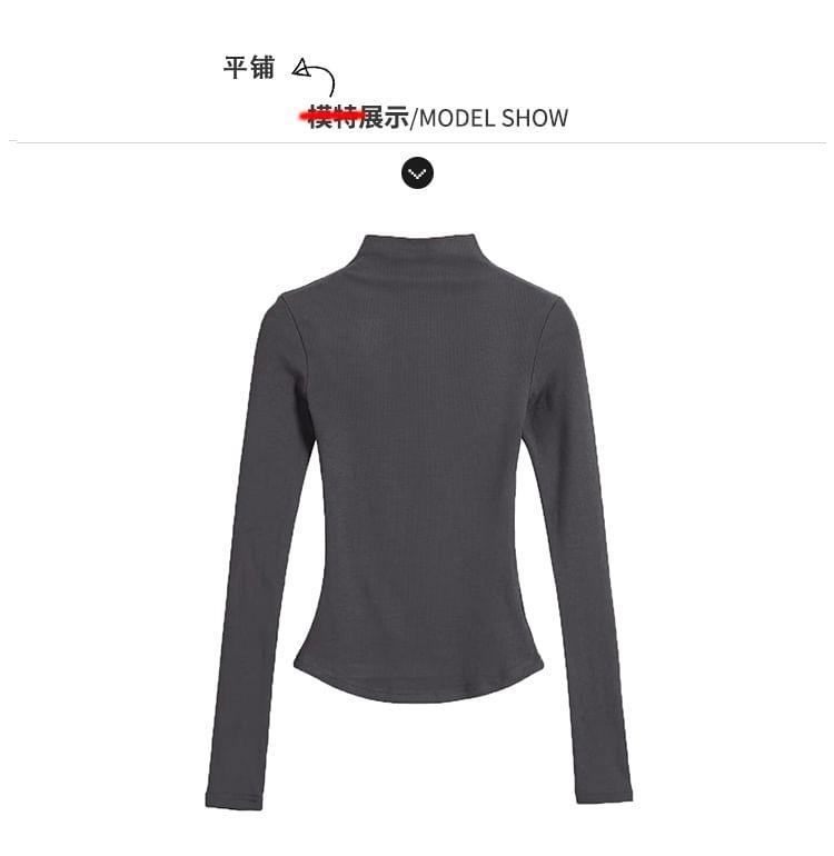 Plain Mock-Neck Slim-Fit Top in 6 Colors Product Image