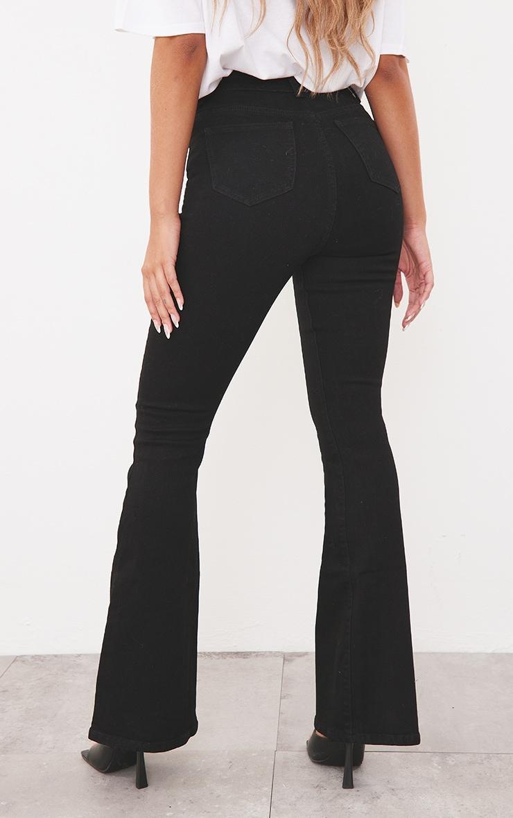 Black 5 Pocket Stretch Flared Jeans Product Image