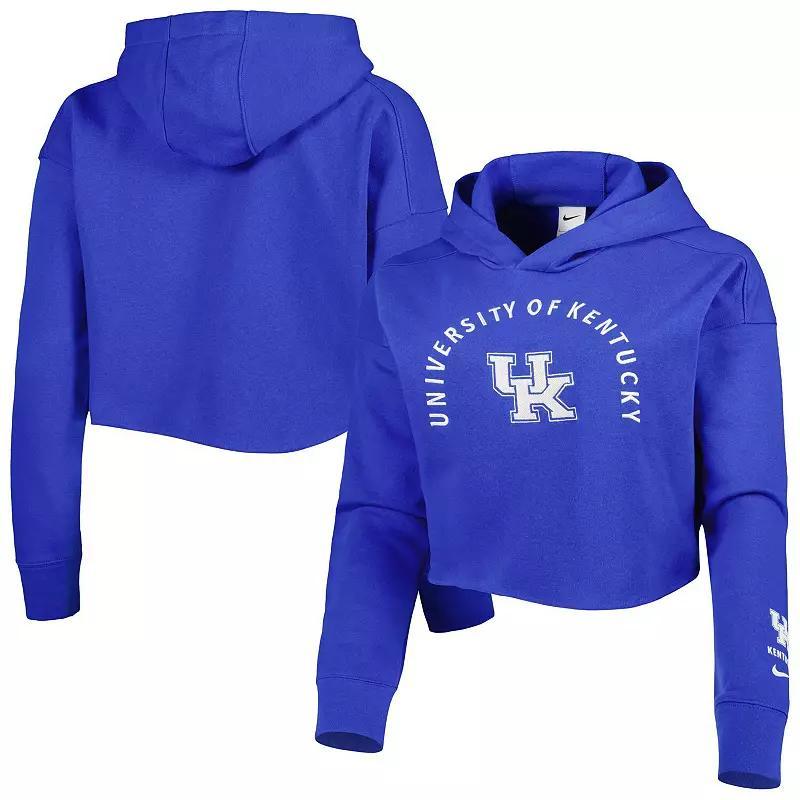 Womens Nike Royal Kentucky Wildcats 2-Hit Cropped Pullover Hoodie product image