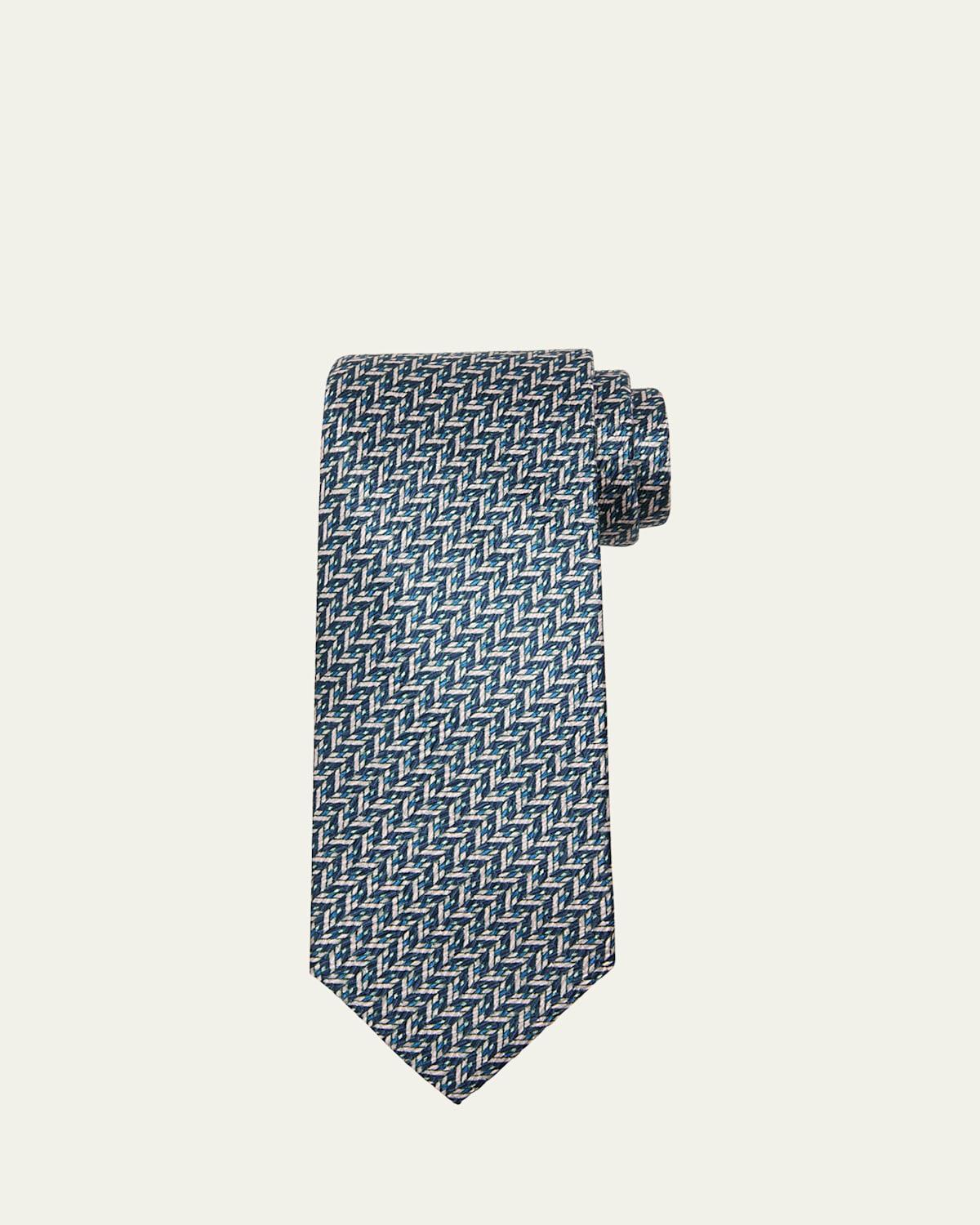 Mens Silk Geometric-Print Tie Product Image