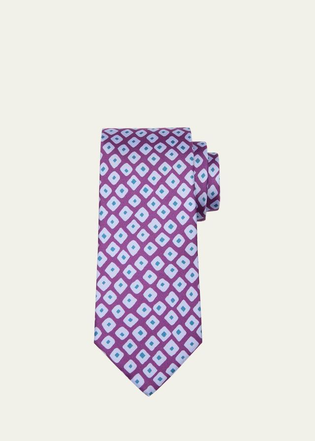 Mens Square-Printed Silk Tie Product Image