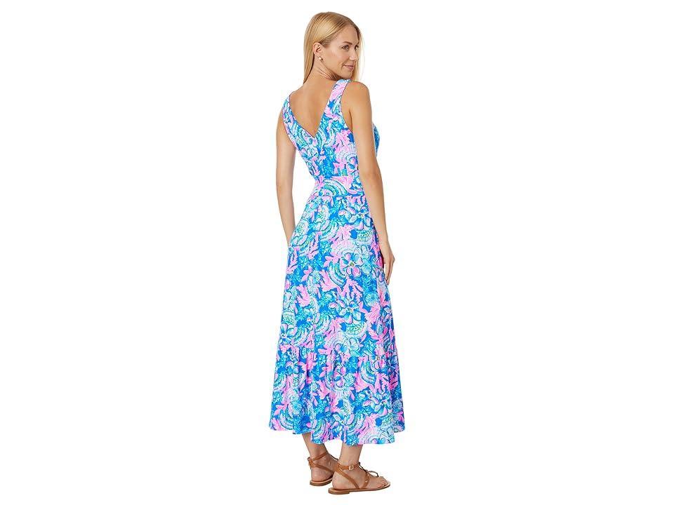 Lilly Pulitzer Madsen Midi Dress Tang Sitting Seaside) Women's Clothing Product Image