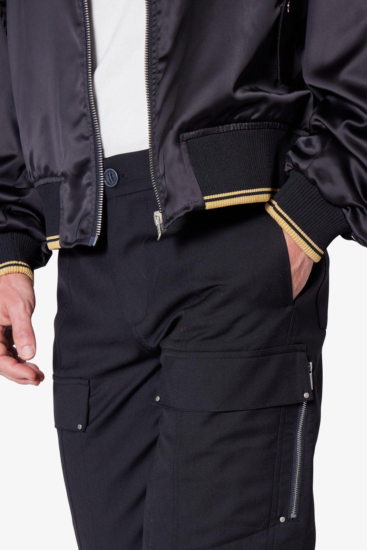 Angled Zip Cargo Pants - Black Product Image