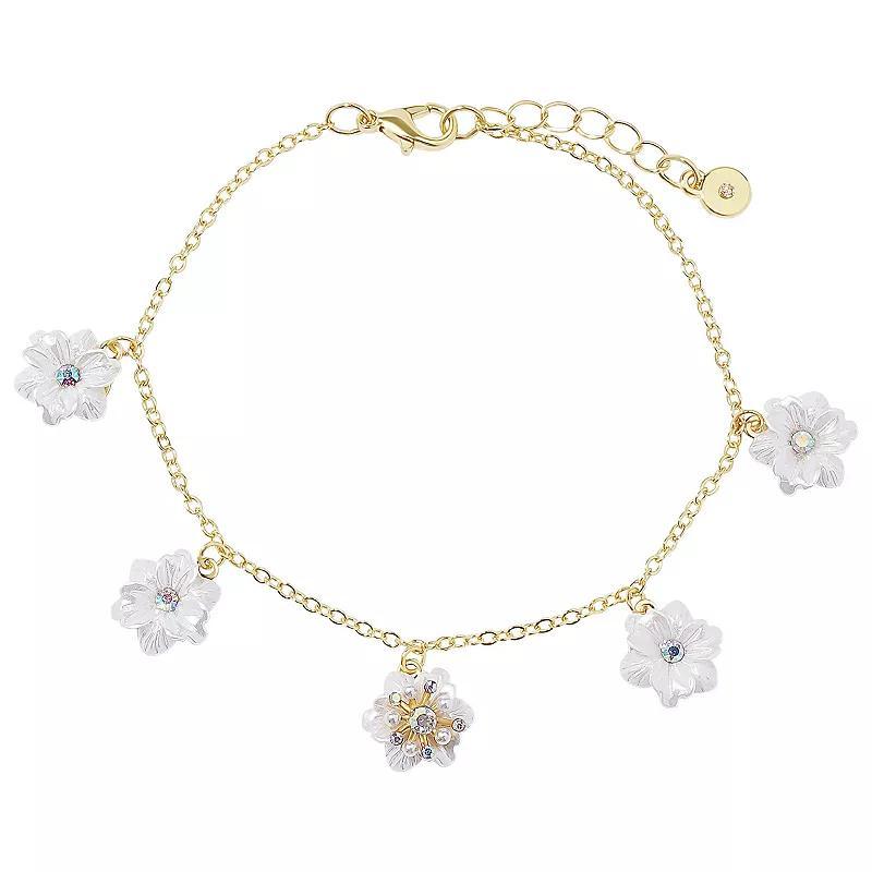 LC Lauren Conrad Gold Tone Flower Charm Bracelet, Womens, White Product Image