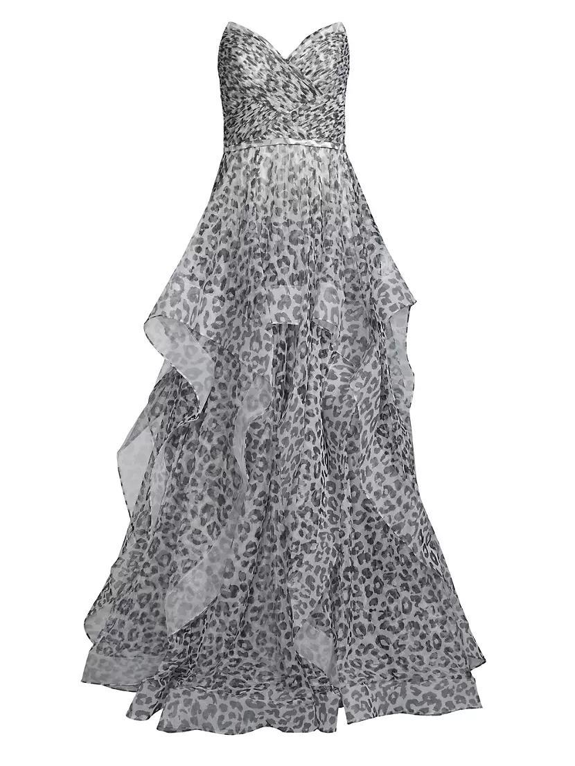 Printed Tulle Strapless Gown Product Image