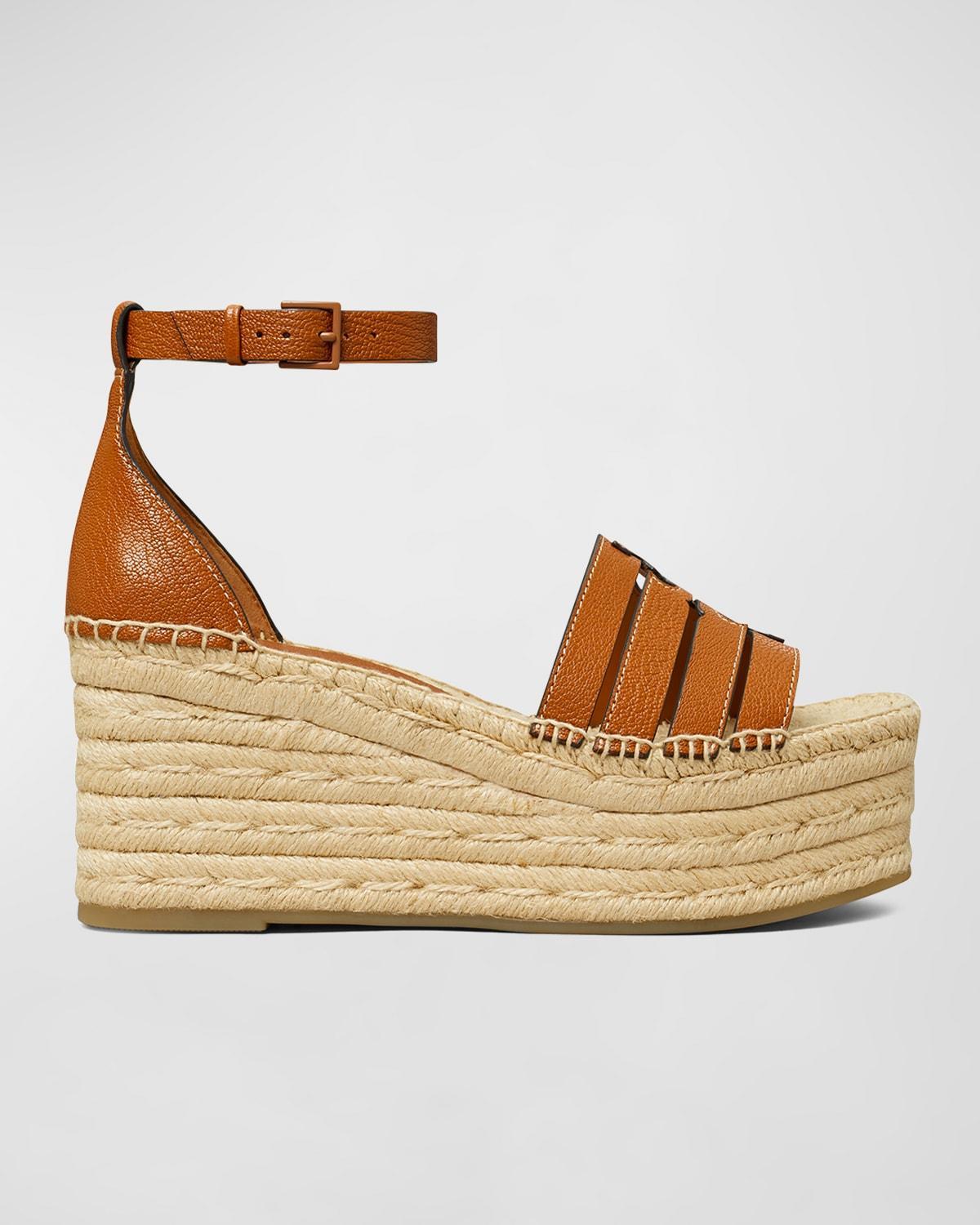 Ines Caged Leather Double T Espadrilles Product Image