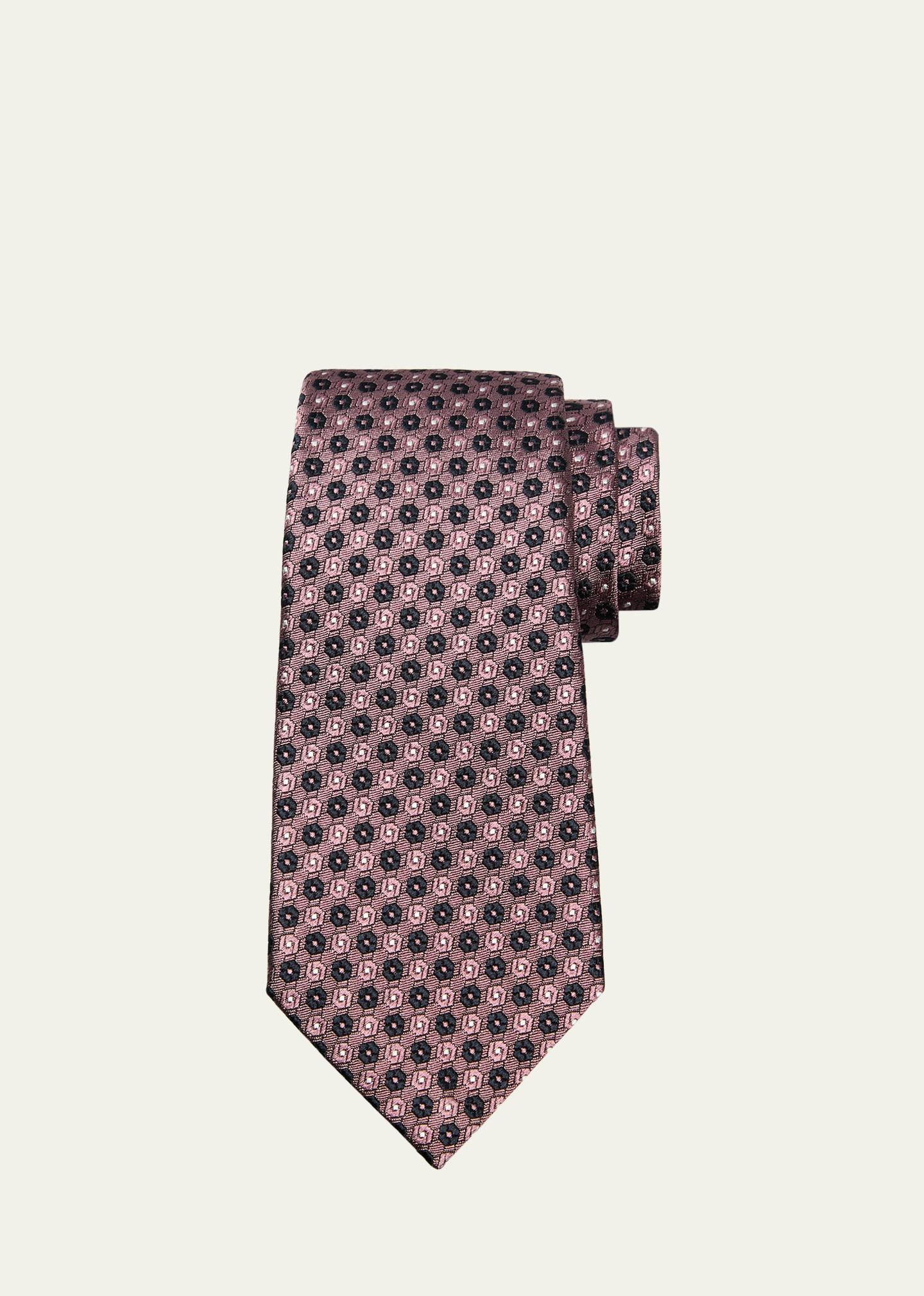 Mens Geometric Jacquard Silk Tie Product Image