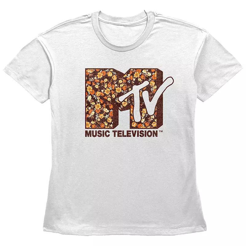 Womens MTV Autumn Flowers Print Logo Graphic Tee Product Image