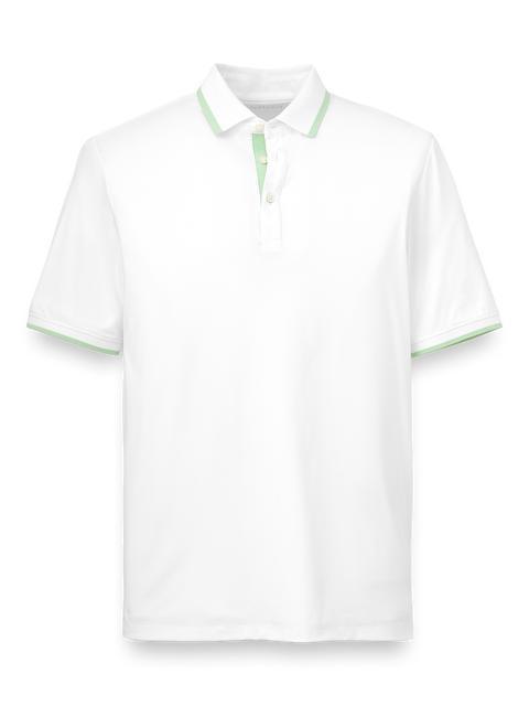 Performance Blend Three Button Polo - White/green Product Image