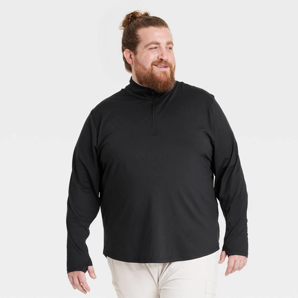 Mens Big Soft Stretch Zip Top - All In Motion Black Onyx 2XL Product Image