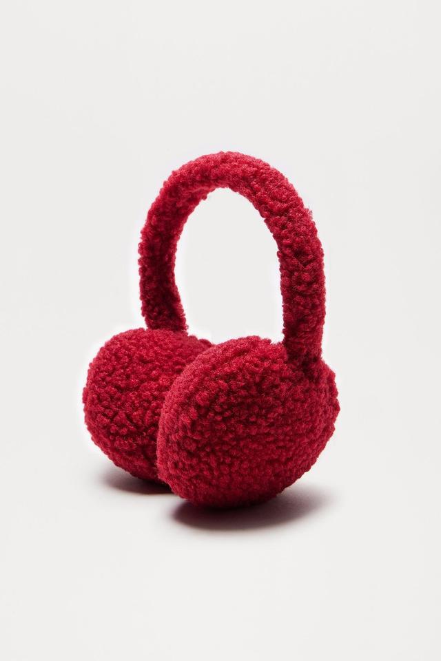 Feels Like Winter Sherpa Earmuffs - Red Product Image