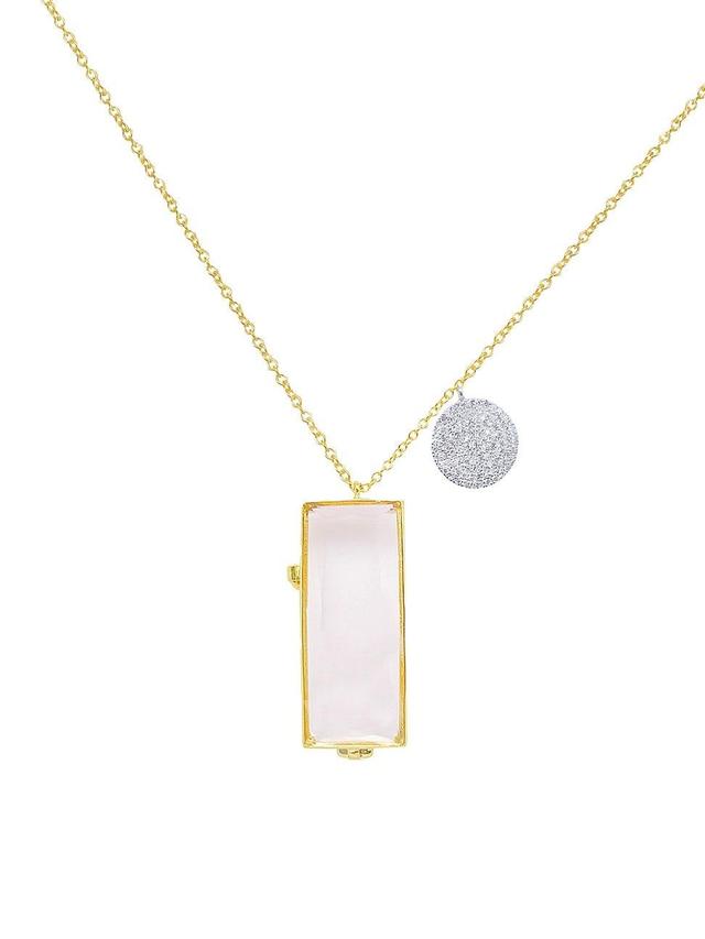 Womens 14K Yellow & White Gold & Diamond Locket Necklace Product Image