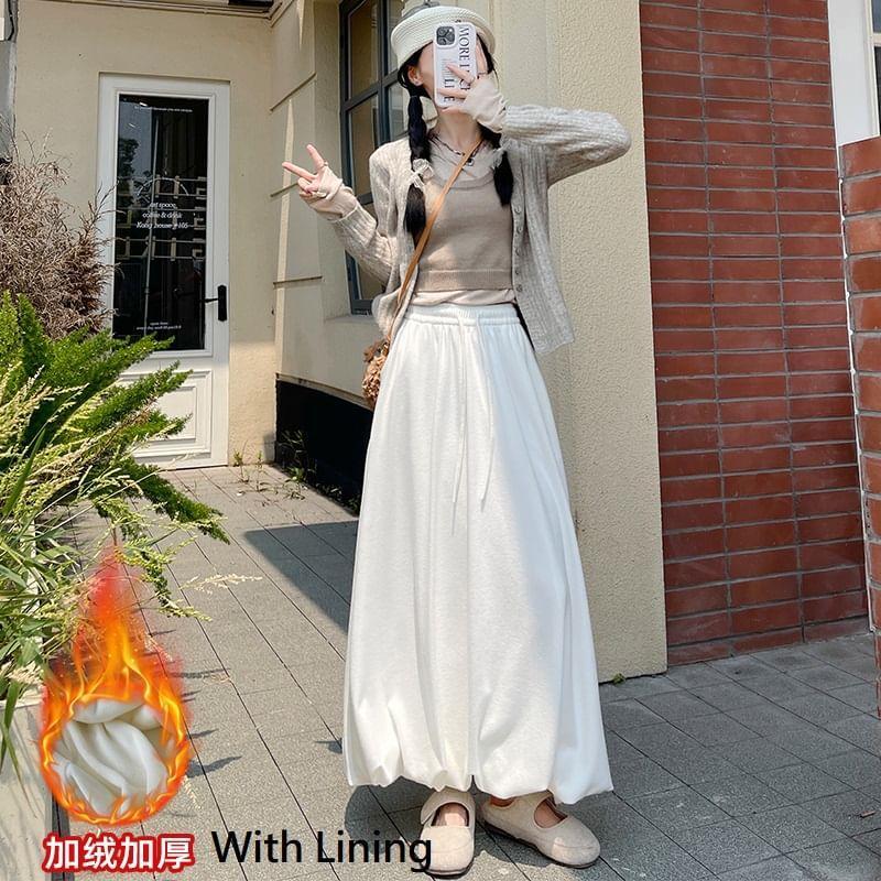 High Rise Plain Maxi A-Line Skirt Product Image