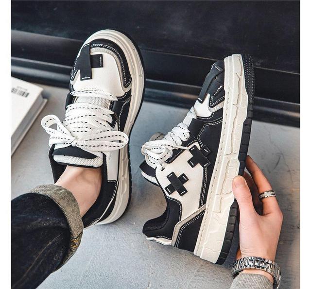 Platform Cross Panel Sneakers Product Image