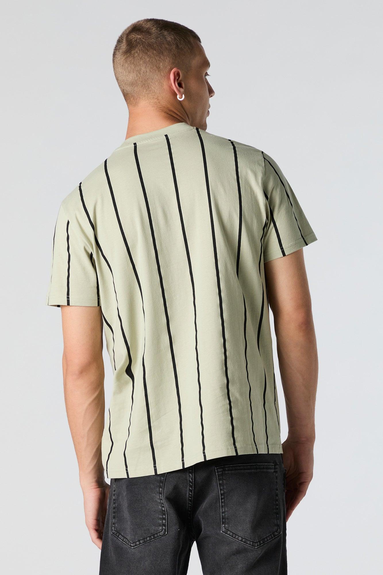 Vertical Striped Crewneck T-Shirt Male Product Image