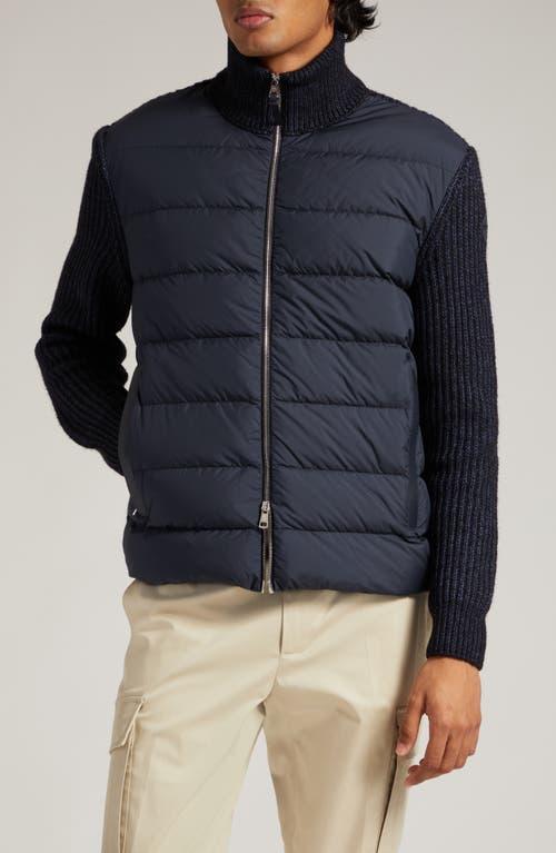 Moncler Grenoble Quilted Hooded Down & Jersey Cardigan Product Image