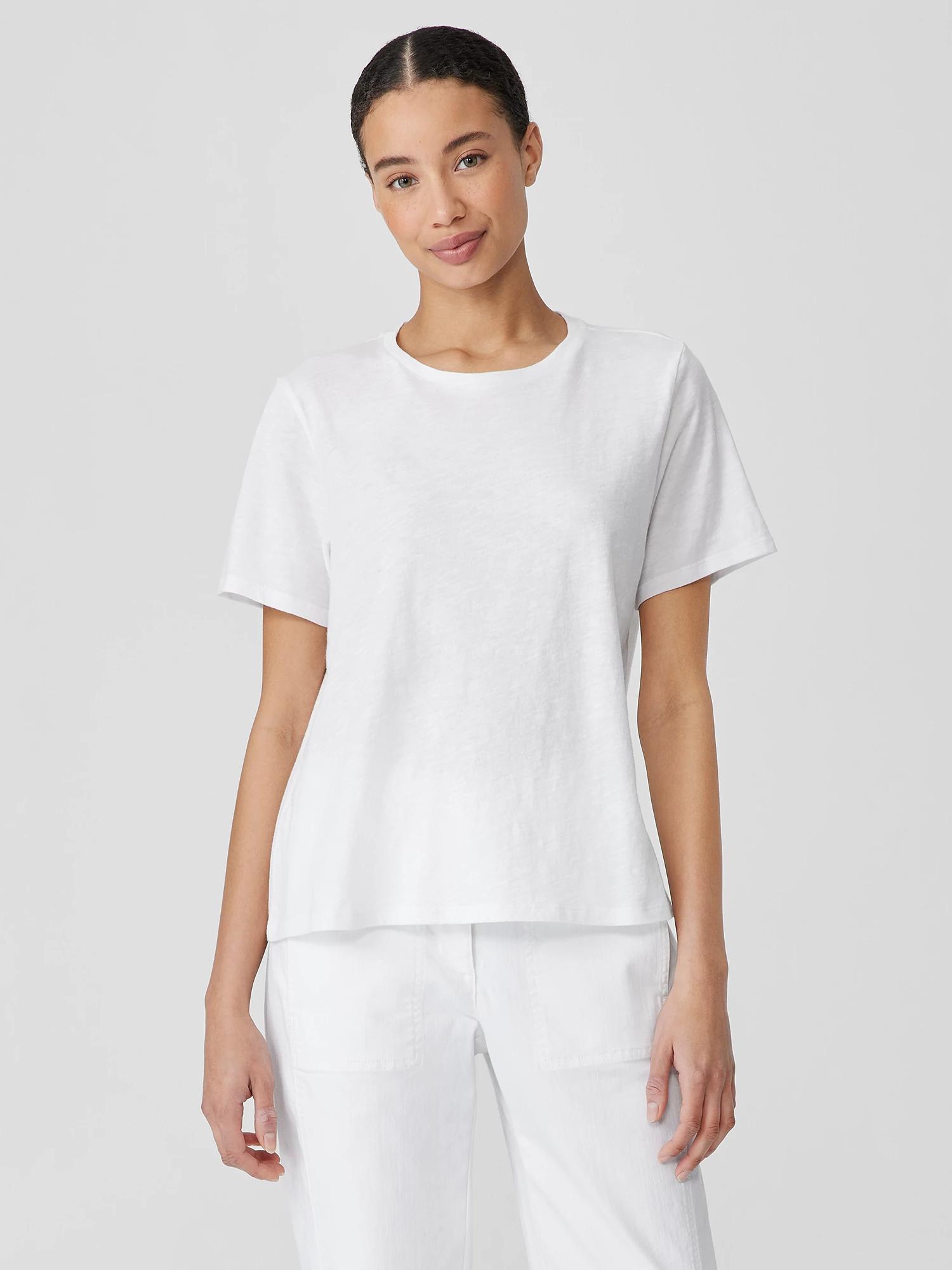 EILEEN FISHER Organic Cotton Slubby Jersey Teefemale Product Image