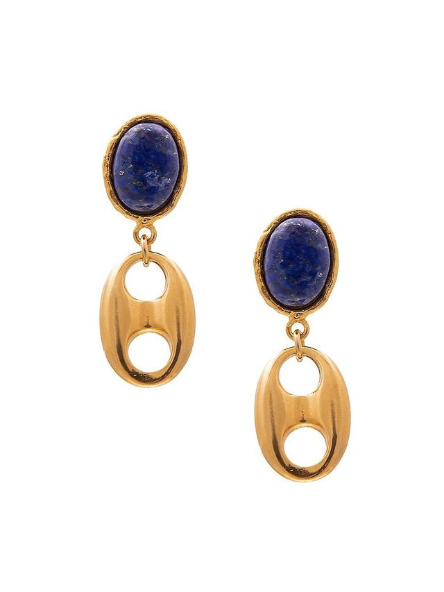 Womens Chain Neo 22K Goldplated Lapis Drop Earrings Product Image