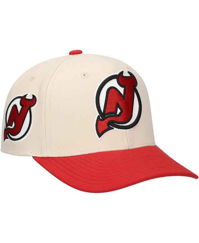 Mens Mitchell & Ness Cream/Red New Jersey Devils Game On 2-Tone Pro Adjustable Hat Product Image