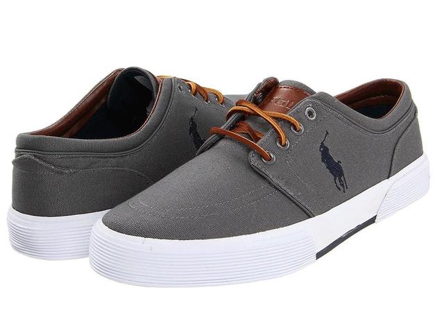 Polo Ralph Lauren Faxon Low-Top Canvas Sneaker (Grey) Men's Lace up casual Shoes Product Image