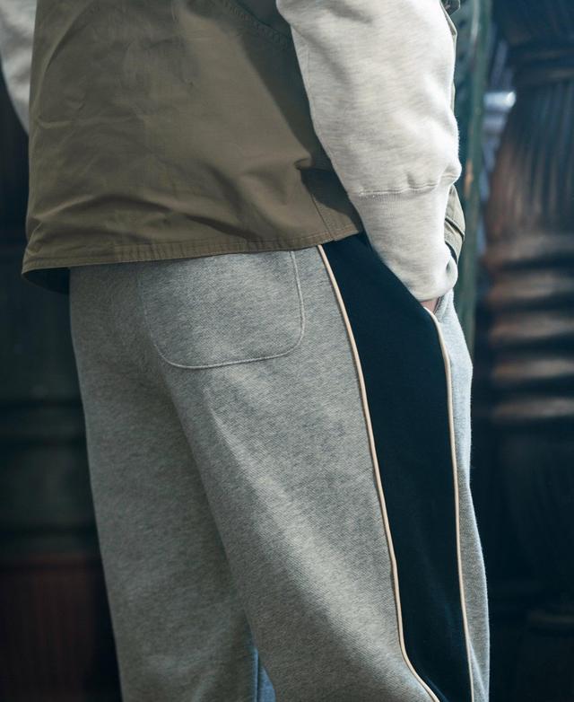 Classic Straight-Leg Striped Logo-Embroidered Cotton-Terry Sweatpants - Gray Product Image