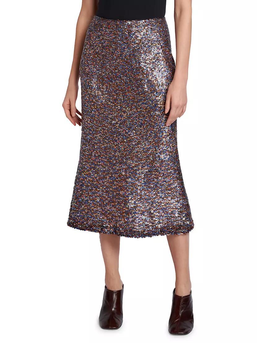 Sibyl Sequined Wool-Blend Midi-Skirt Product Image