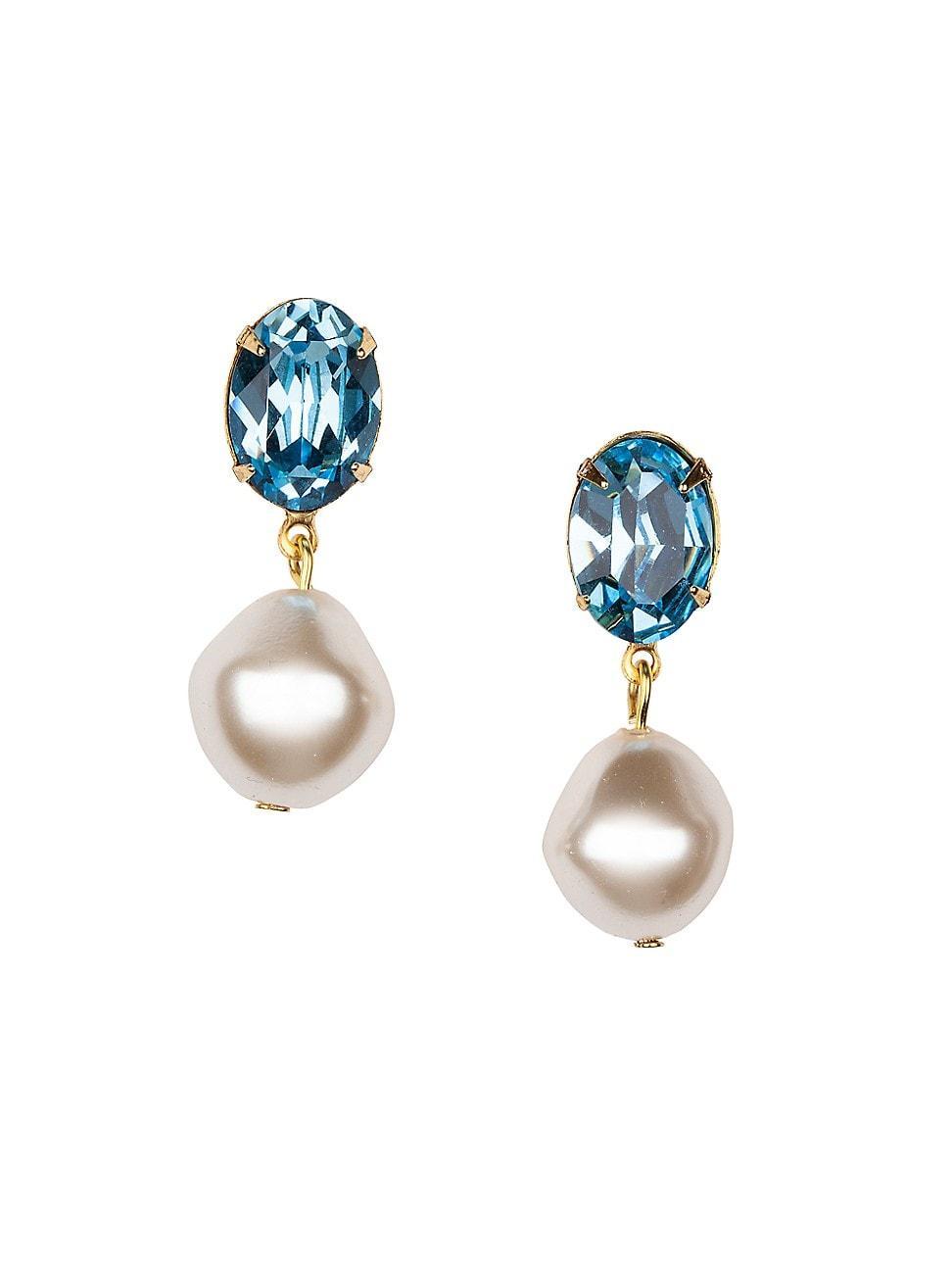 Womens Tunis 24K Gold-Plated, Crystal & Glass Pearl Drop Earrings Product Image