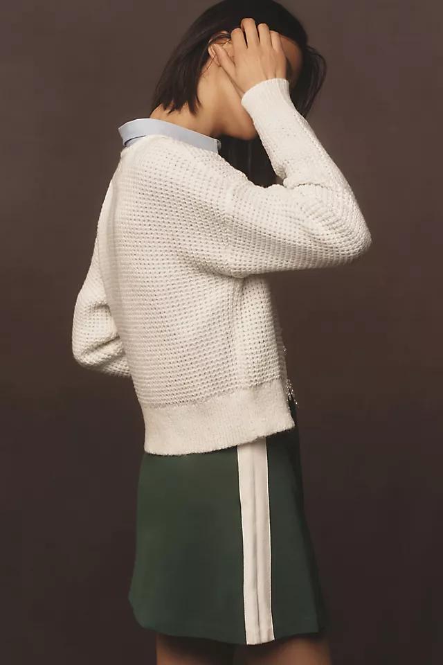 Maeve Textured Pearl Bow Cardigan Sweater Product Image