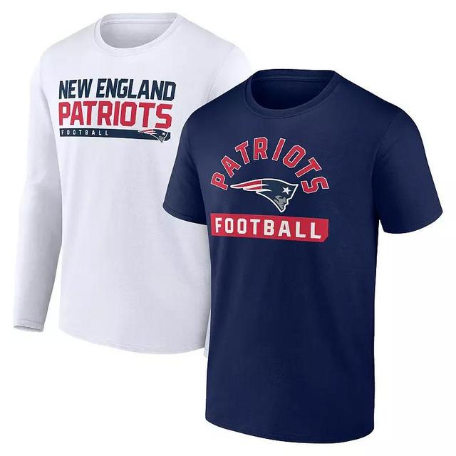 Mens Fanatics Branded /White New England Patriots Two-Pack 2023 Schedule T-Shirt Combo Set Blue Product Image