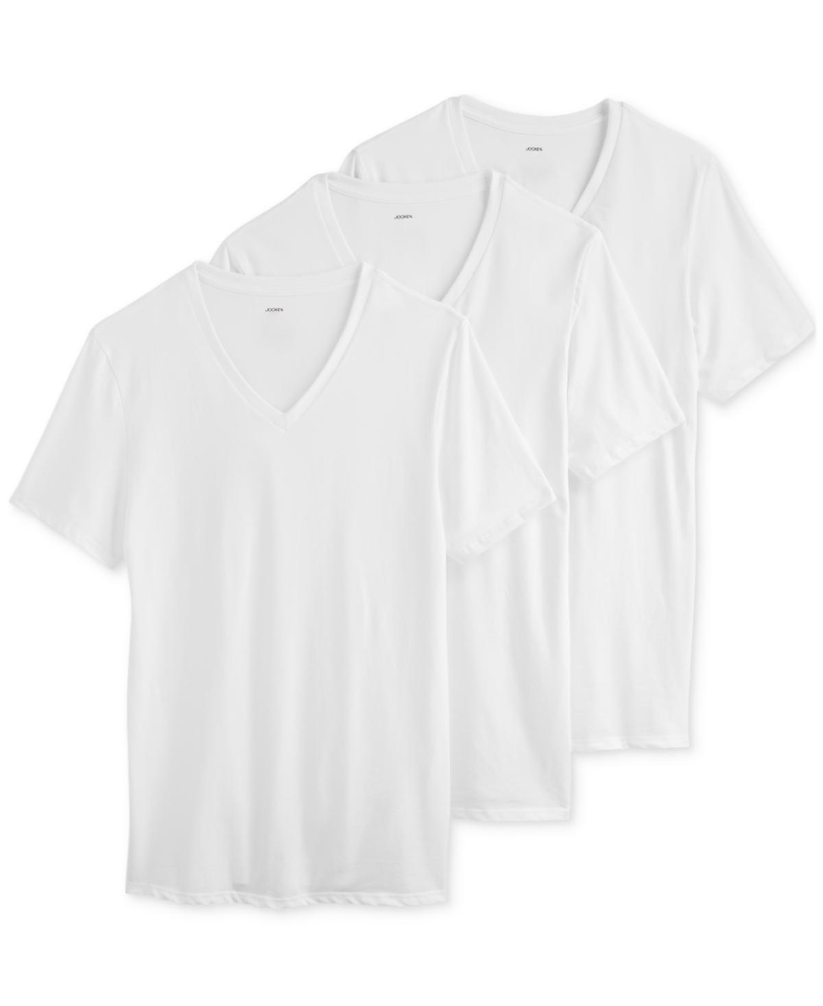 Mens Jockey 3-Pack Cotton Stretch V-Neck Undershirt Product Image