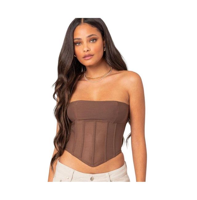 EDIKTED Evangeline Strapless Mesh Corset Top Product Image