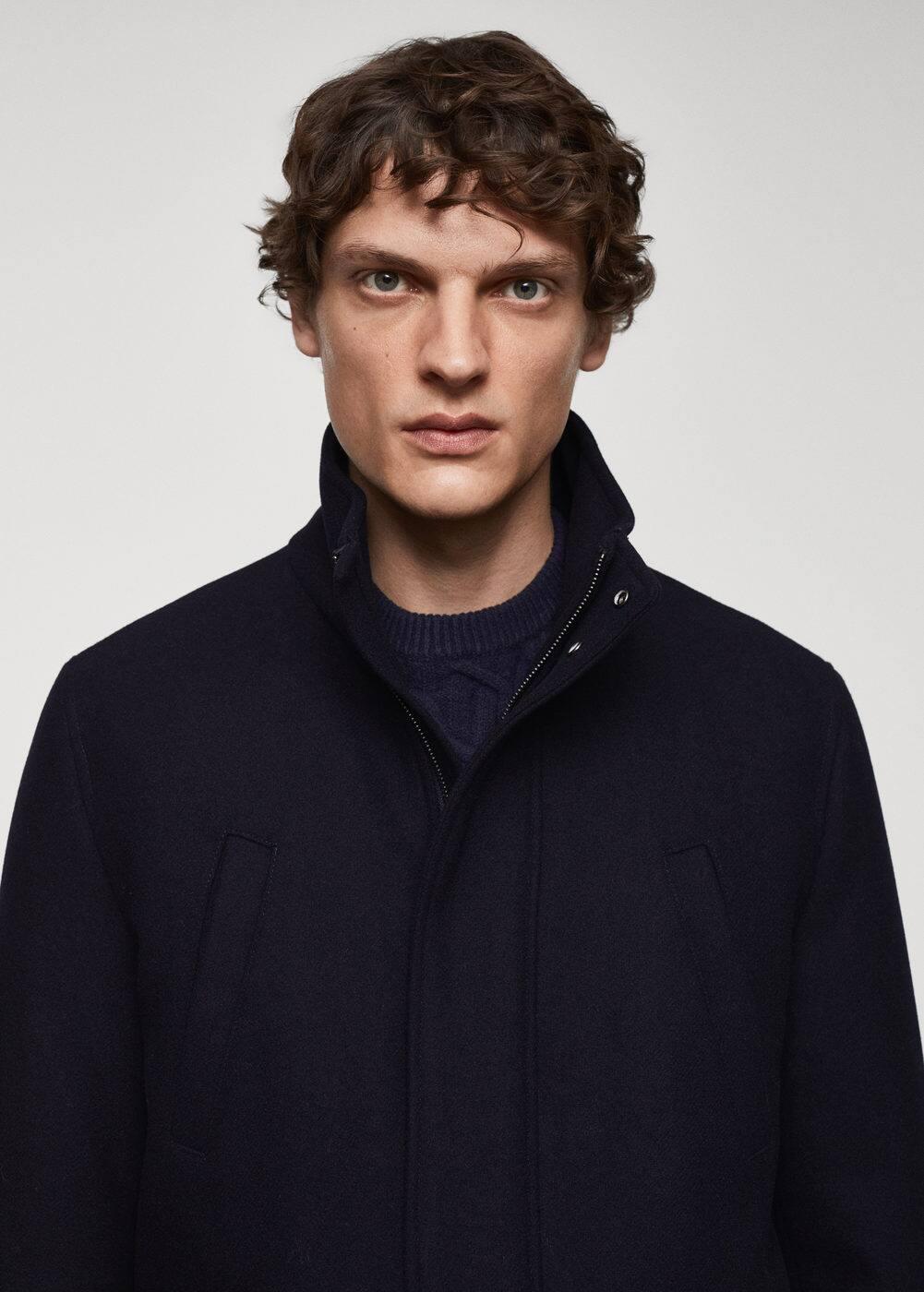 Mango Mens Pockets Detail Short Wool Coat Product Image