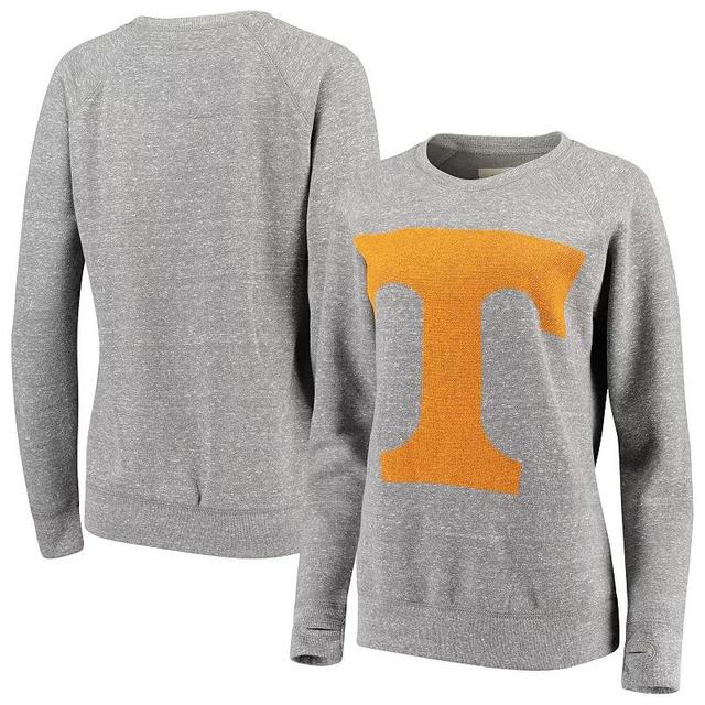 Womens Pressbox Heathered Gray Tennessee Volunteers Big Team Logo Knobi Fleece Tri-Blend Crew Neck Sweatshirt Product Image