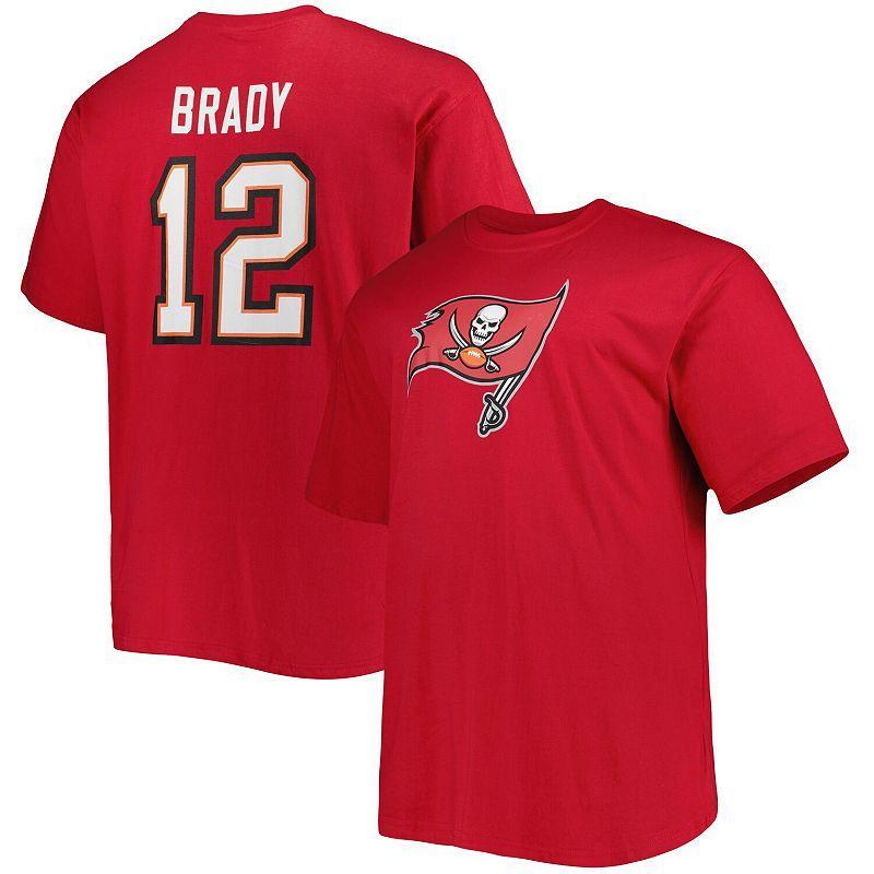 Mens Fanatics Branded Tom Brady Tampa Bay Buccaneers Big & Tall Player Name & Number Logo T-Shirt Product Image