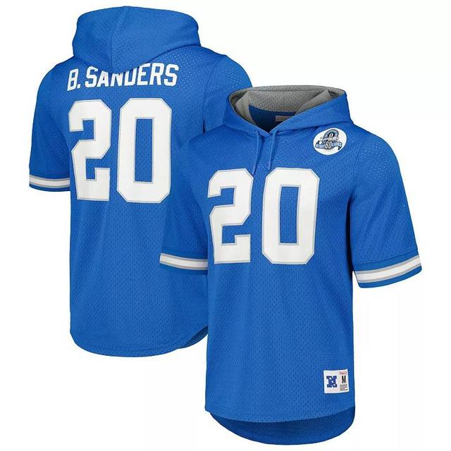 Mitchell & Ness Mens Barry Sanders Blue Detroit Lions Retired Player Mesh Name Number Hoodie T-Shirt Product Image