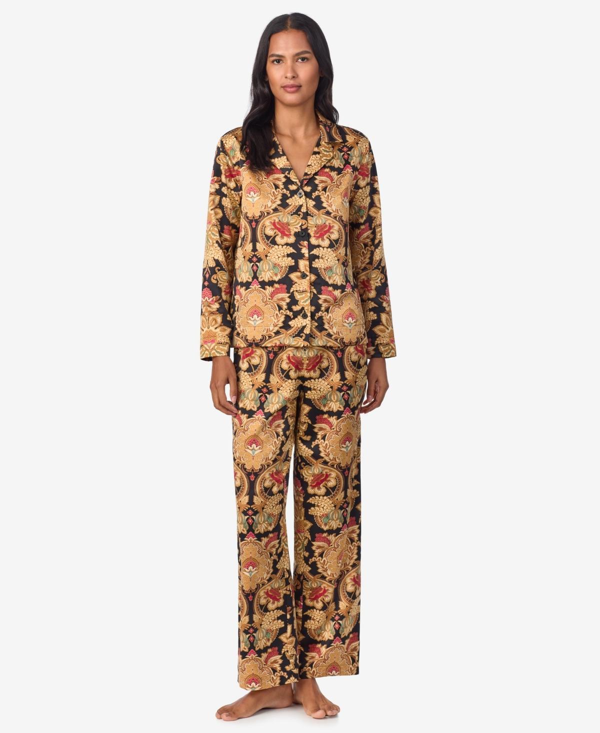 Lauren Ralph Lauren Womens Long Sleeve Notch Collar Long Pant Pajama Set Product Image