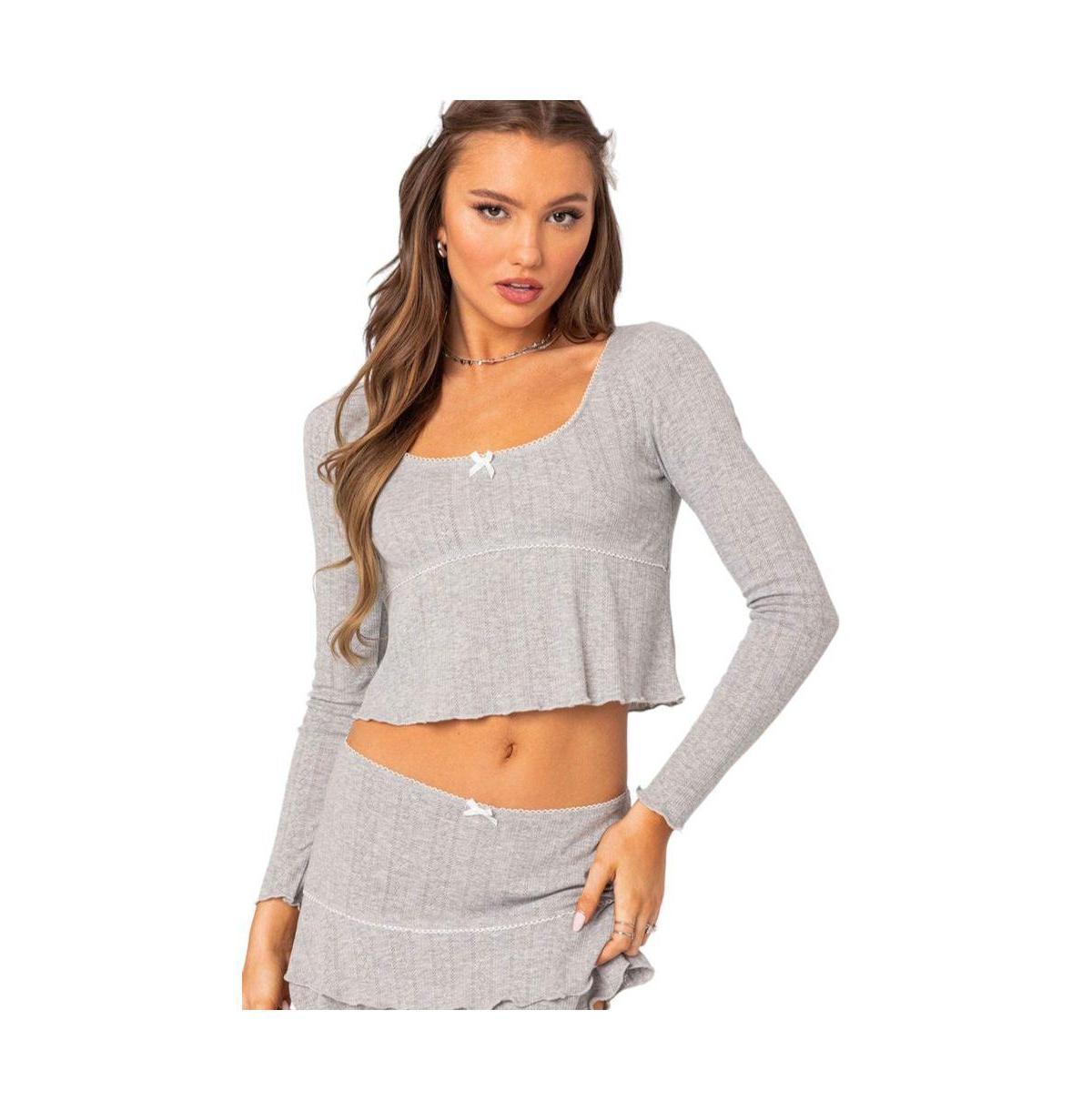 Womens Fig pointelle top Product Image