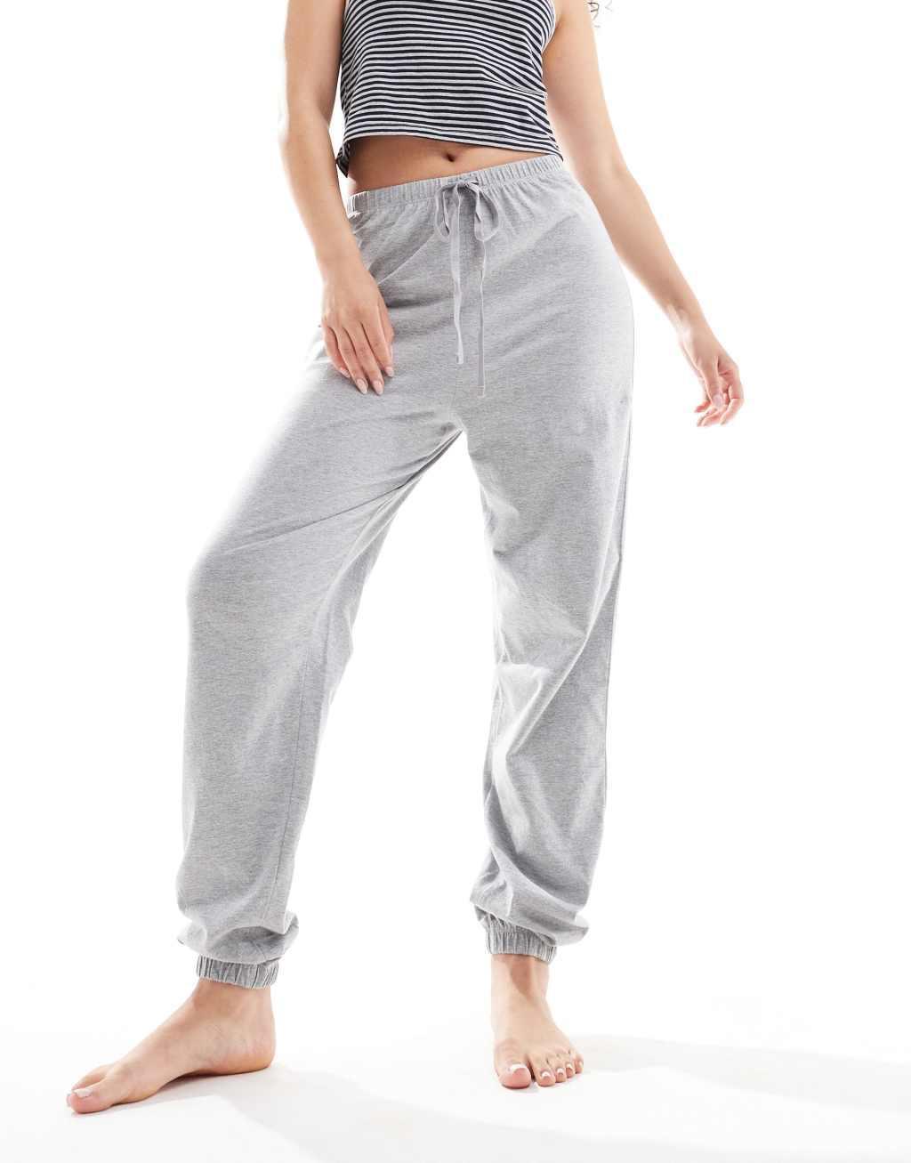 ASOS DESIGN mix & match preppy sweatpants pajama bottom in gray product image