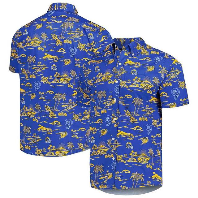 Mens Reyn Spooner Royal Los Angeles Rams Throwback KekaiPrint Button-Up Shirt Product Image