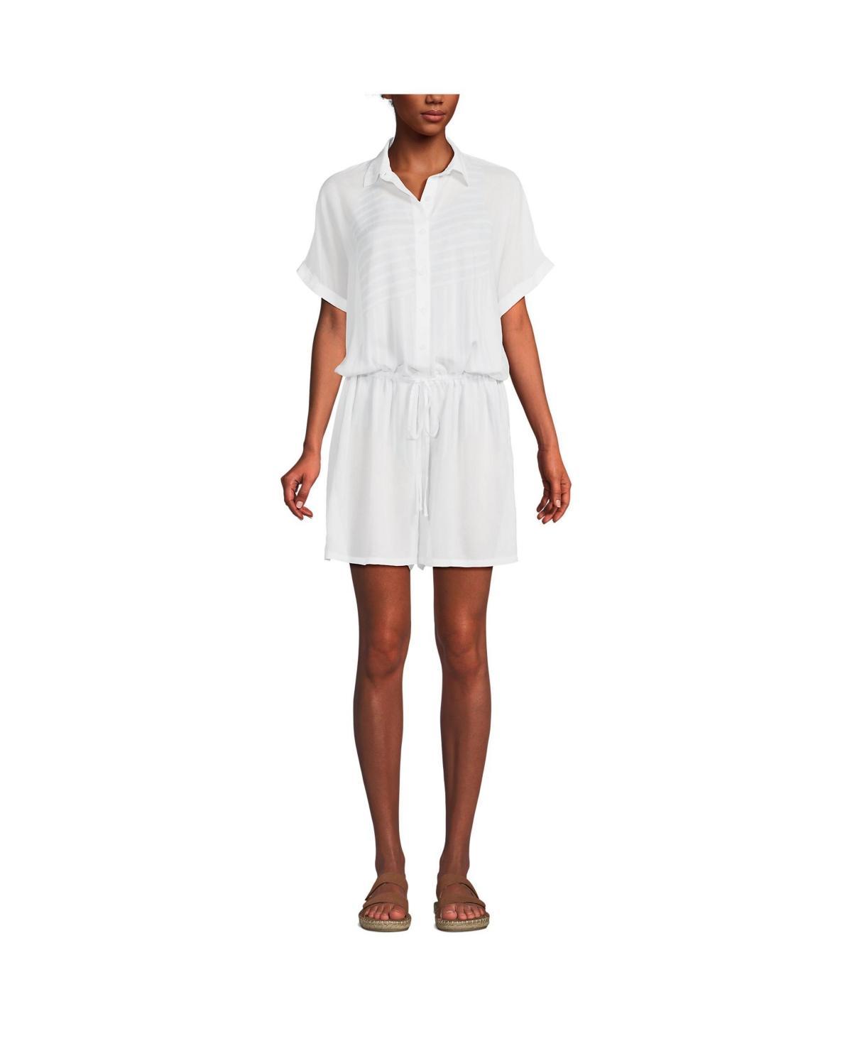 Womens Lands End Sheer Modal Button Front Swim Cover-up Romper Product Image